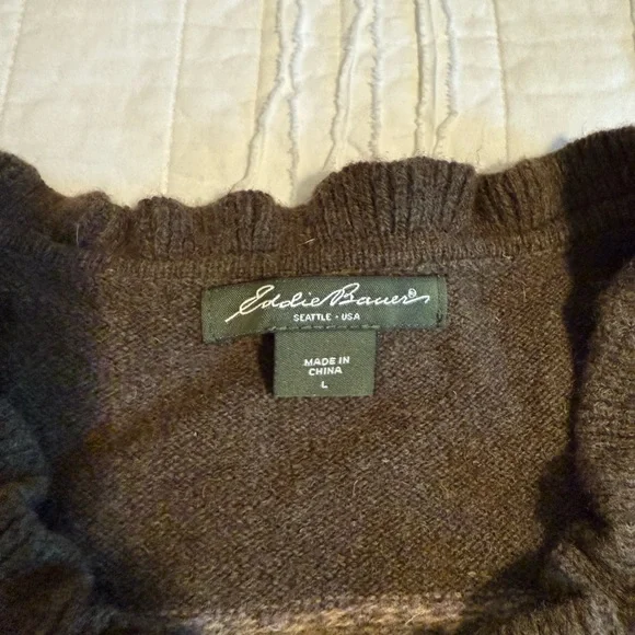 Eddie Bauer Wool Brown Cardigan - Picture 4 of 8